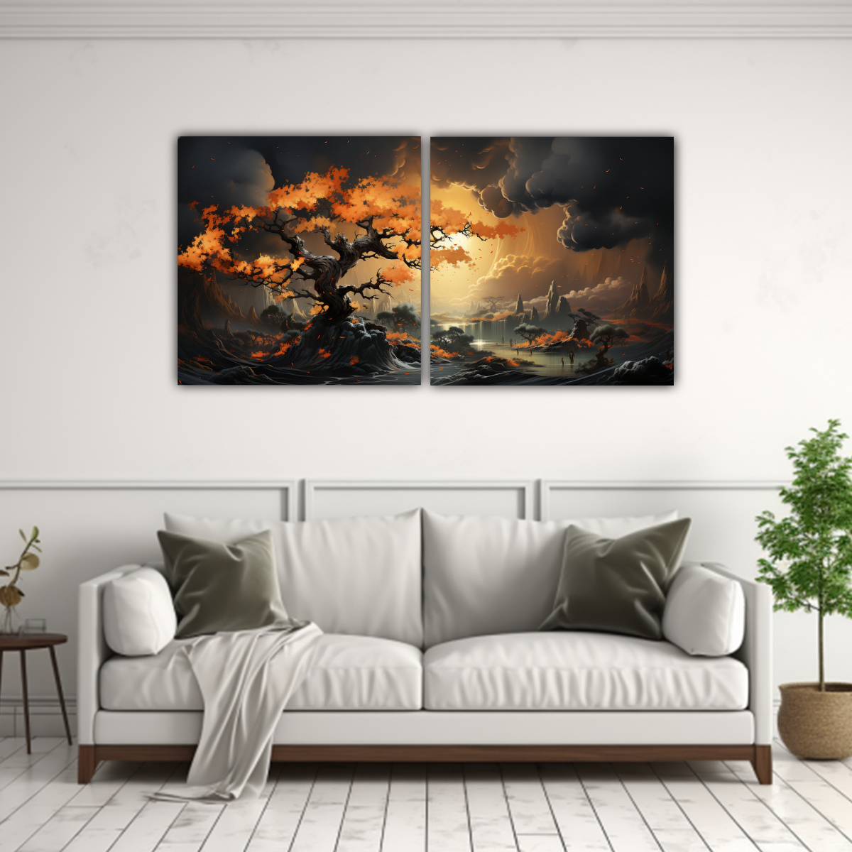 PINTURA DE PARED MOVIMIENTO EQUILIBRIO ROBLE EN 40X20 CM - 2