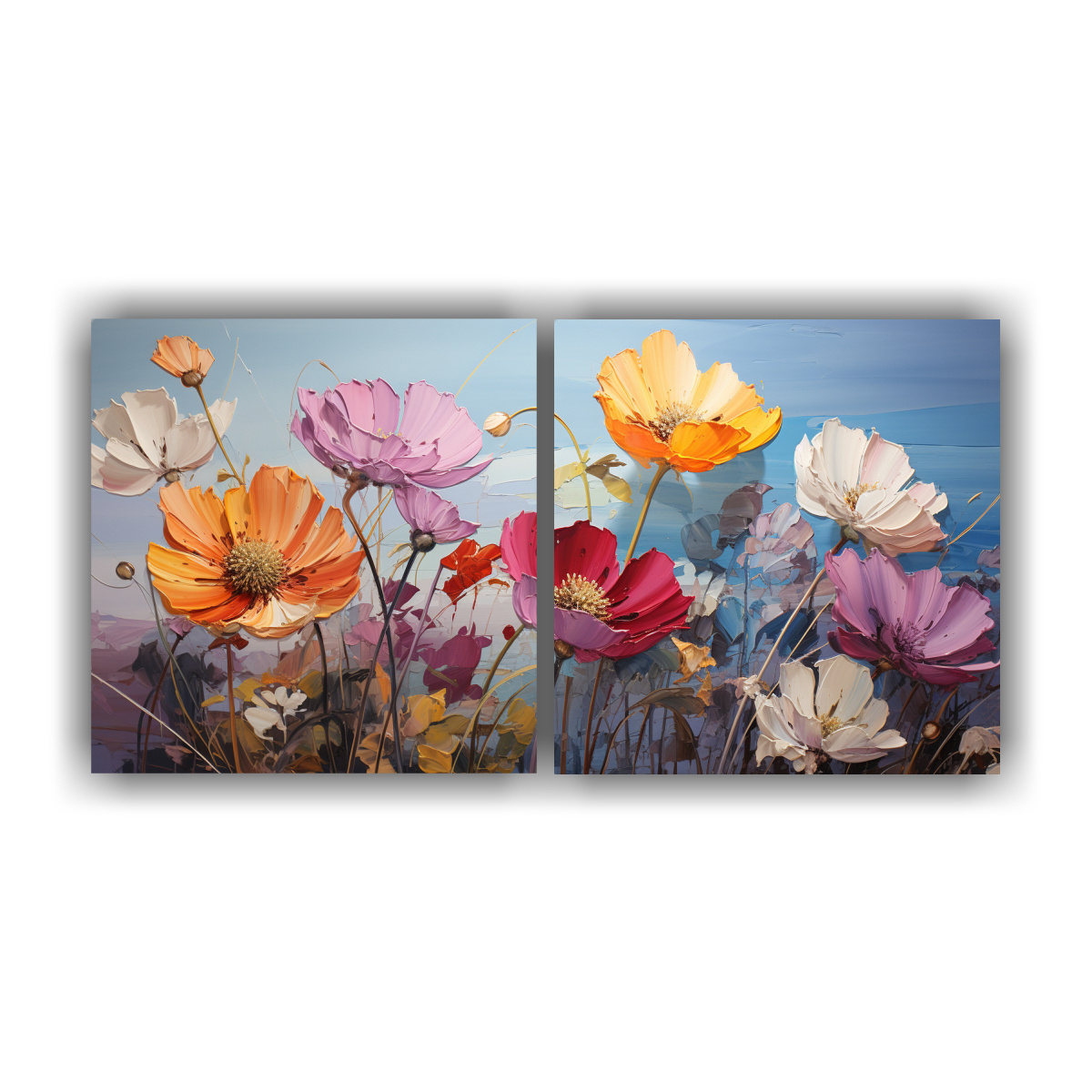 PINTURA DE FLORES DEL ARCOÍRIS EN LIENZO AL 100X50 CM - 1