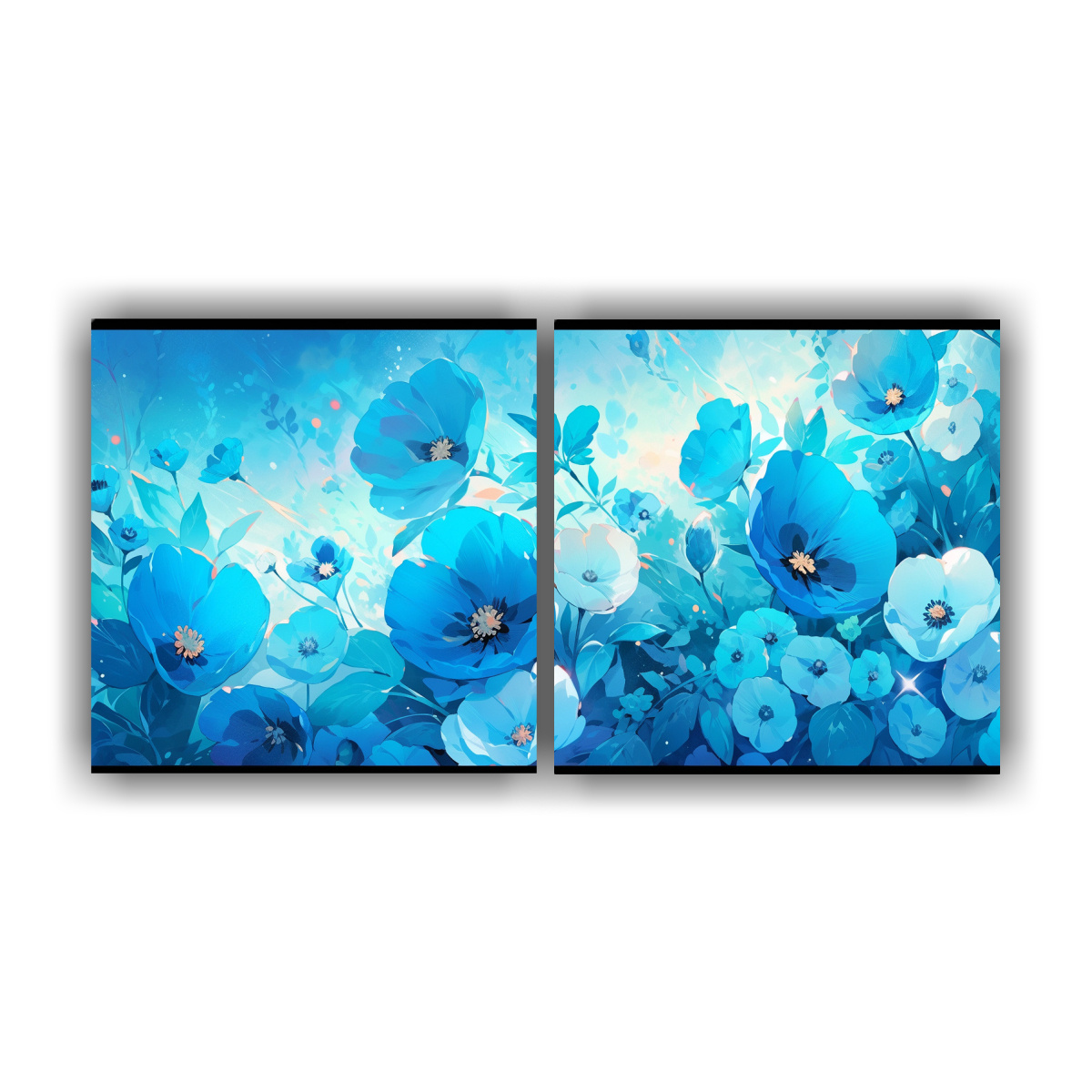 SET 2 CUADROS HORIZONTAL ALEGRÍA TURQUESA Y AZUL 60X30 CM - 1