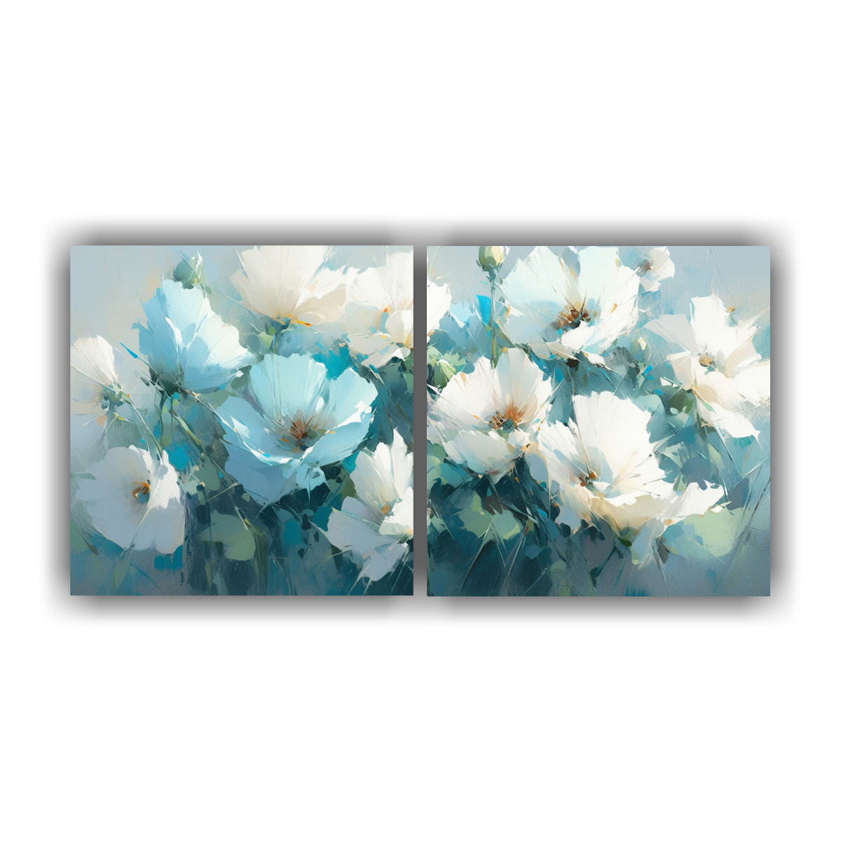 CUADRO DECORATIVO COMBINACIÓN BLANCO Y TURQUESA 80X40 CM - 1