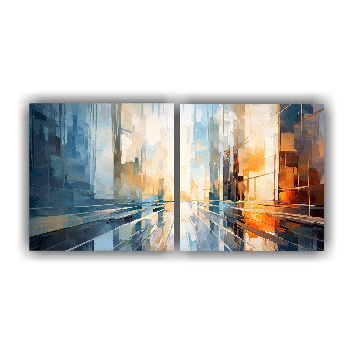 PINTURA ABSTRACTA MODERNA EDIFICIO IMPRESSIONIST 100X50 CM - 1
