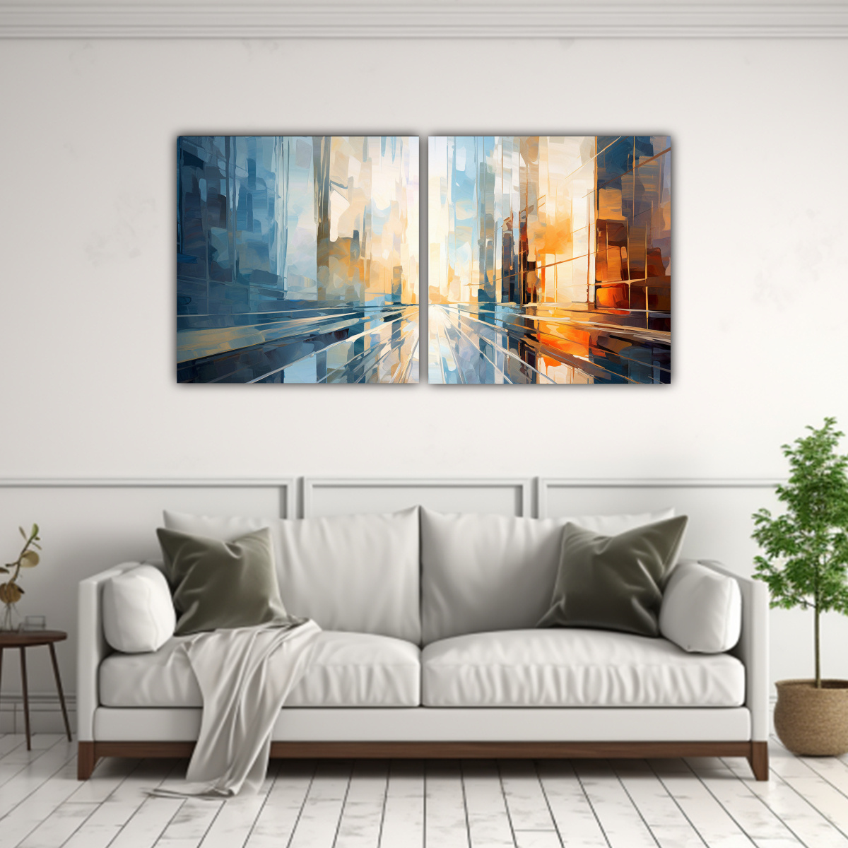 PINTURA ABSTRACTA MODERNA EDIFICIO IMPRESSIONIST 100X50 CM - 2