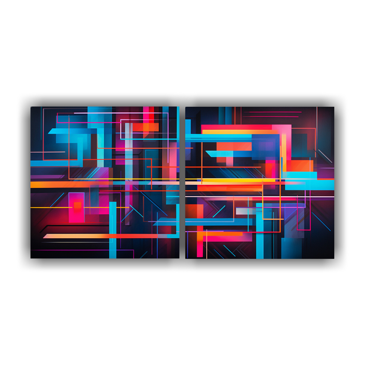 SET 2 CUADROS MOVIMIENTO ESTRELLADOS ABSTRACCIÓN 100X50 CM - 1