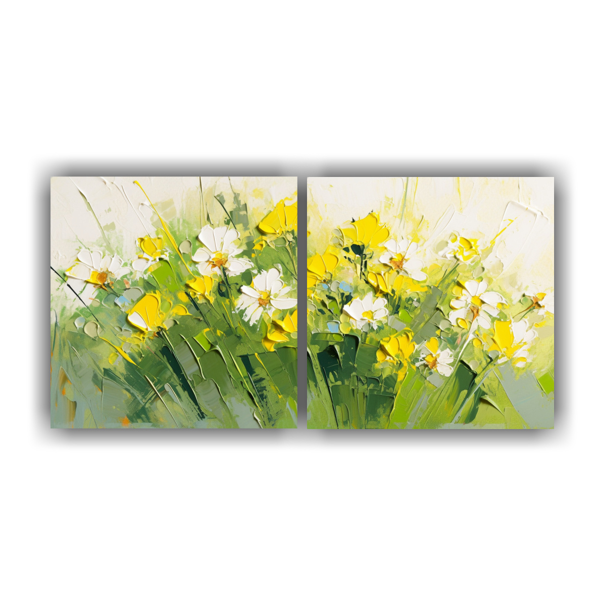 CUADROS MODERNOS DE ESCENARIO AMARILLO Y VERDE 80X40 CM - 1