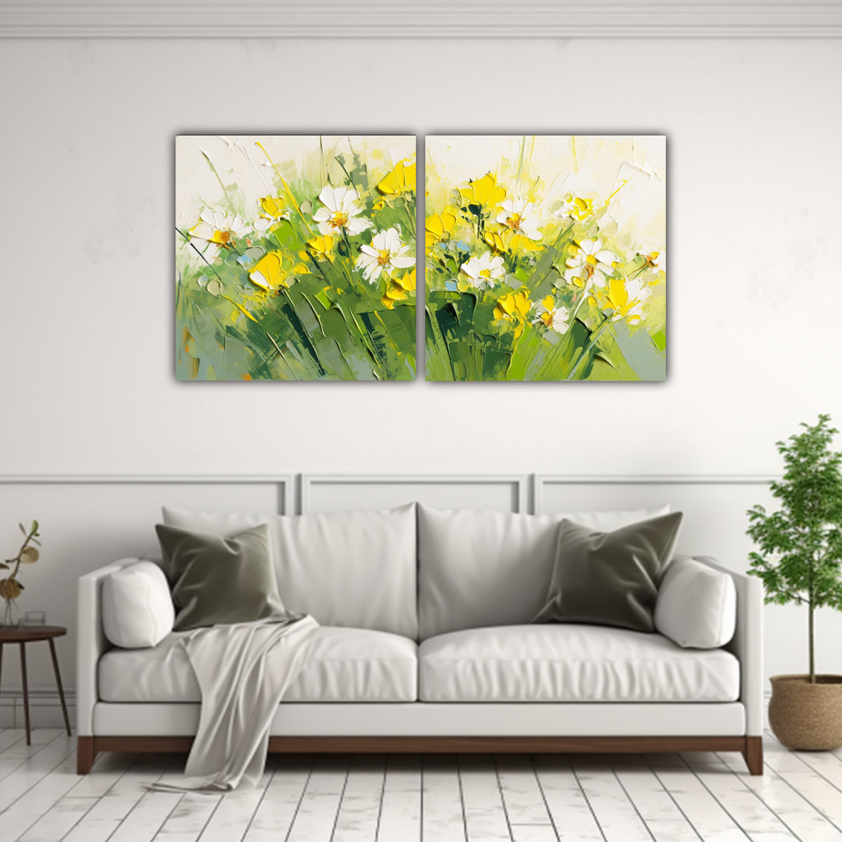 CUADROS MODERNOS DE ESCENARIO AMARILLO Y VERDE 80X40 CM - 2