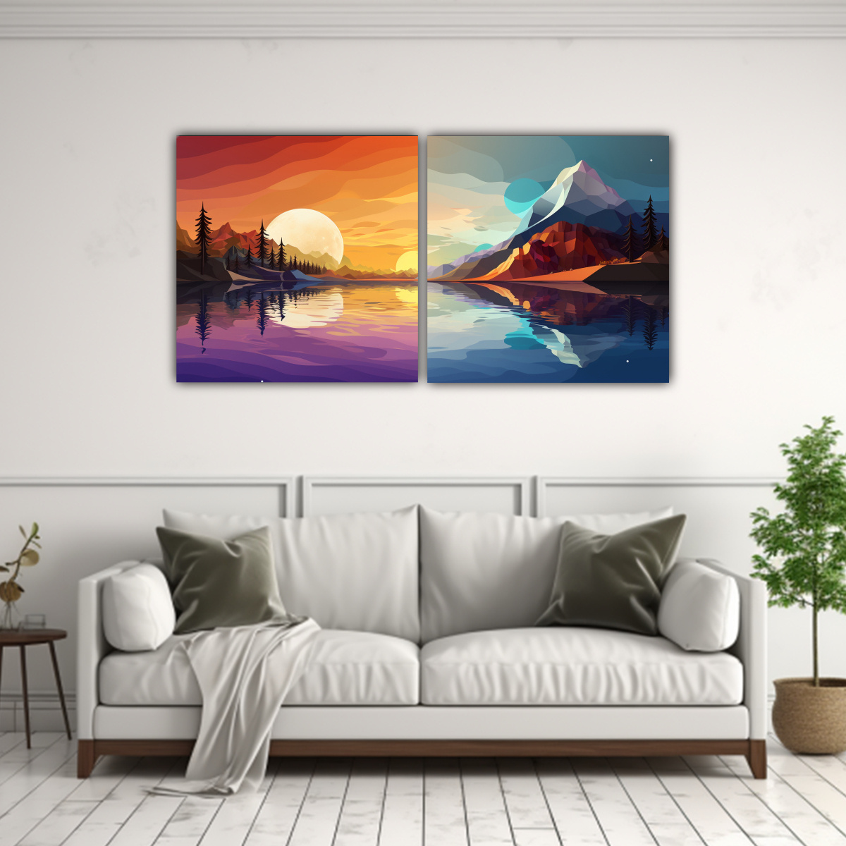 PAISAJES SURREALISTAS ABSTRACTOS ESTILO PLANO CON 140X70 CM - 2