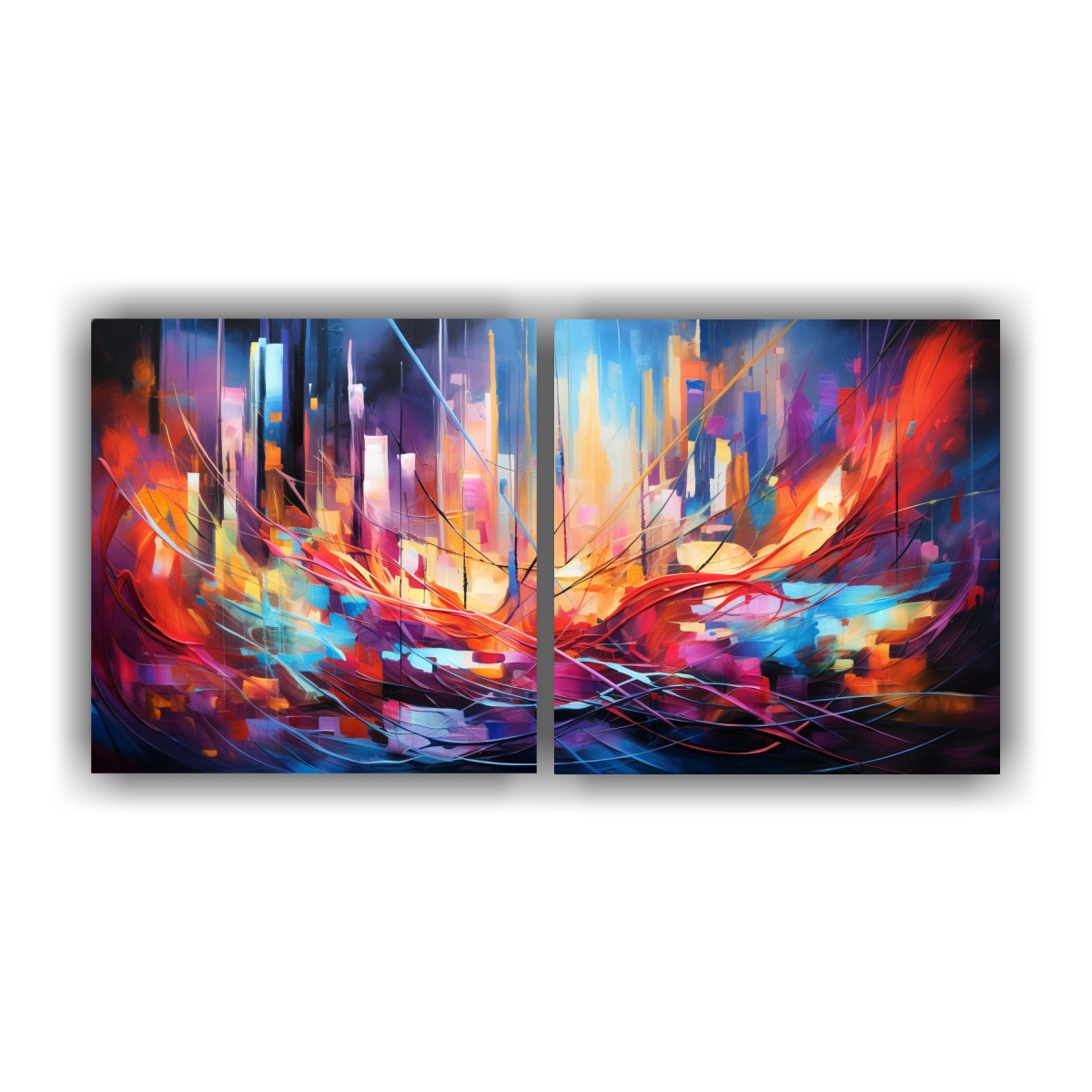 PINTURAS DECORATIVAS DOS LIENZOS CUADRO ADORNO 120X60 CM - 1