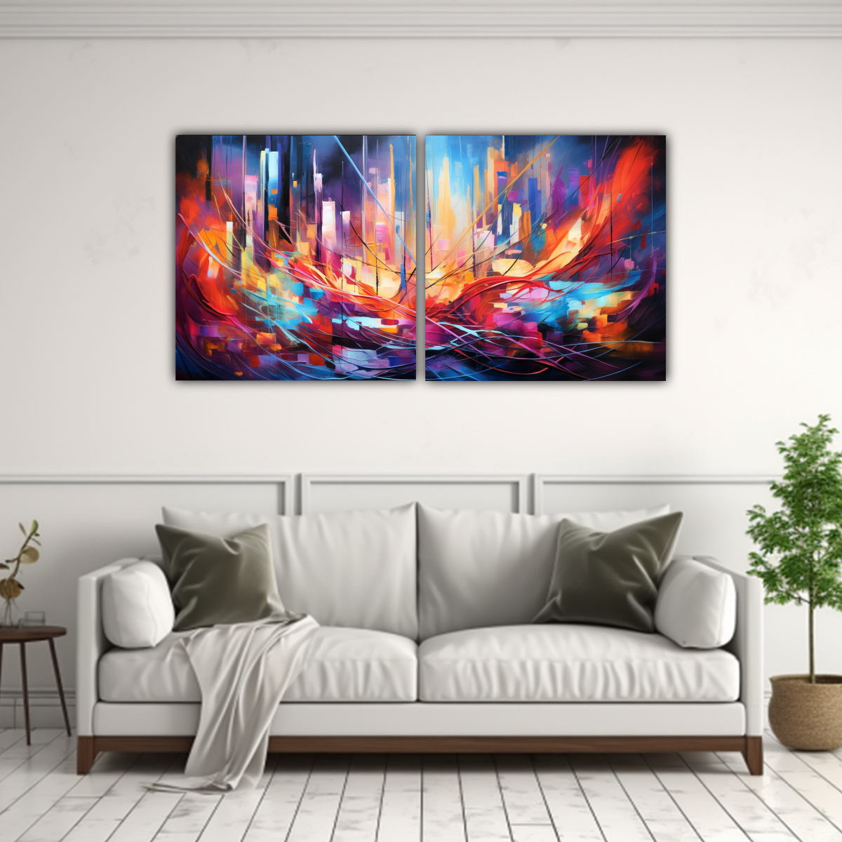 PINTURAS DECORATIVAS DOS LIENZOS CUADRO ADORNO 120X60 CM - 2