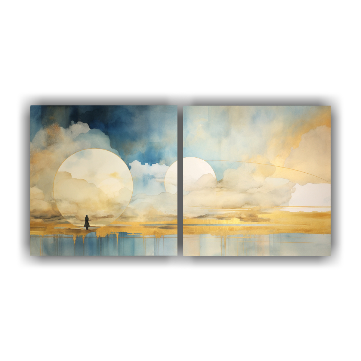 CUADROS EXPRESIÓN ELEGANTE CON ACUARELA 140X70 CM - 1