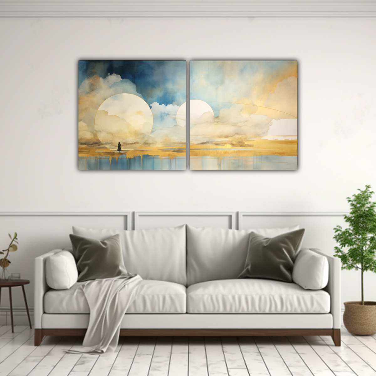 CUADROS EXPRESIÓN ELEGANTE CON ACUARELA 140X70 CM - 2