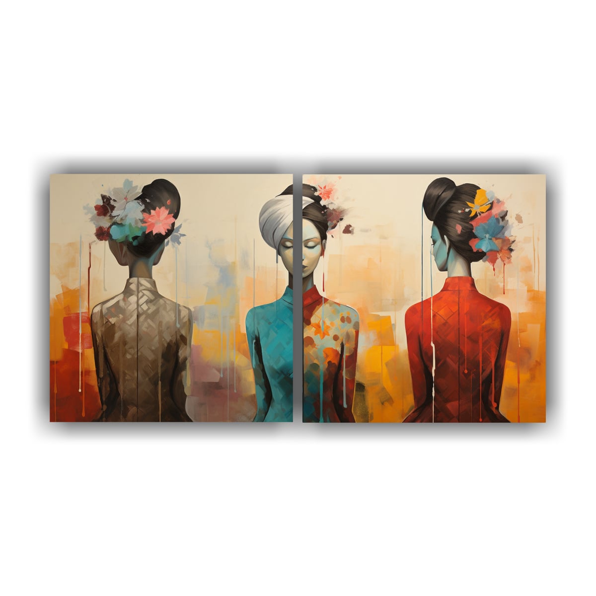 CUADROS ABSTRACTOS DE MENINAS EN BASTIDOR IMPRESO 40X20 CM - 1