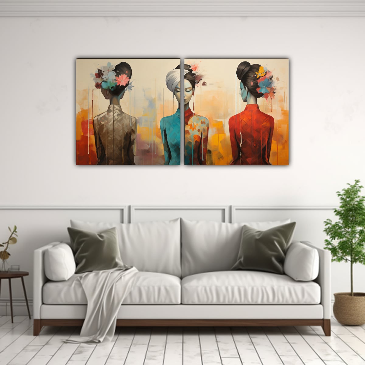 CUADROS ABSTRACTOS DE MENINAS EN BASTIDOR IMPRESO 40X20 CM - 2