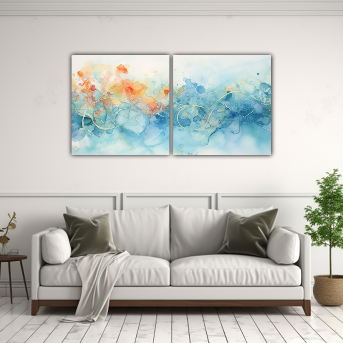 CUADROS ABSTRACTOS CON PATRONES GIRATORIOS SUAVES 160X80 CM - 2