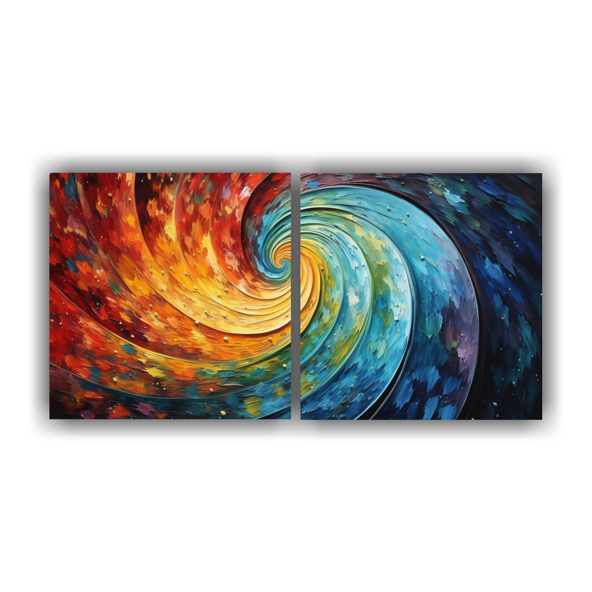 CUADRO ABSTRACTO INTERIORES CON DOS REMOLINOS DE 40X20 CM - 1