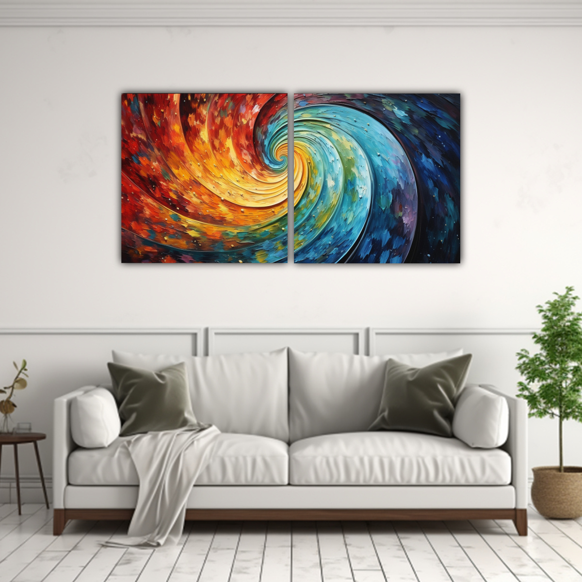 CUADRO ABSTRACTO INTERIORES CON DOS REMOLINOS DE 40X20 CM - 2