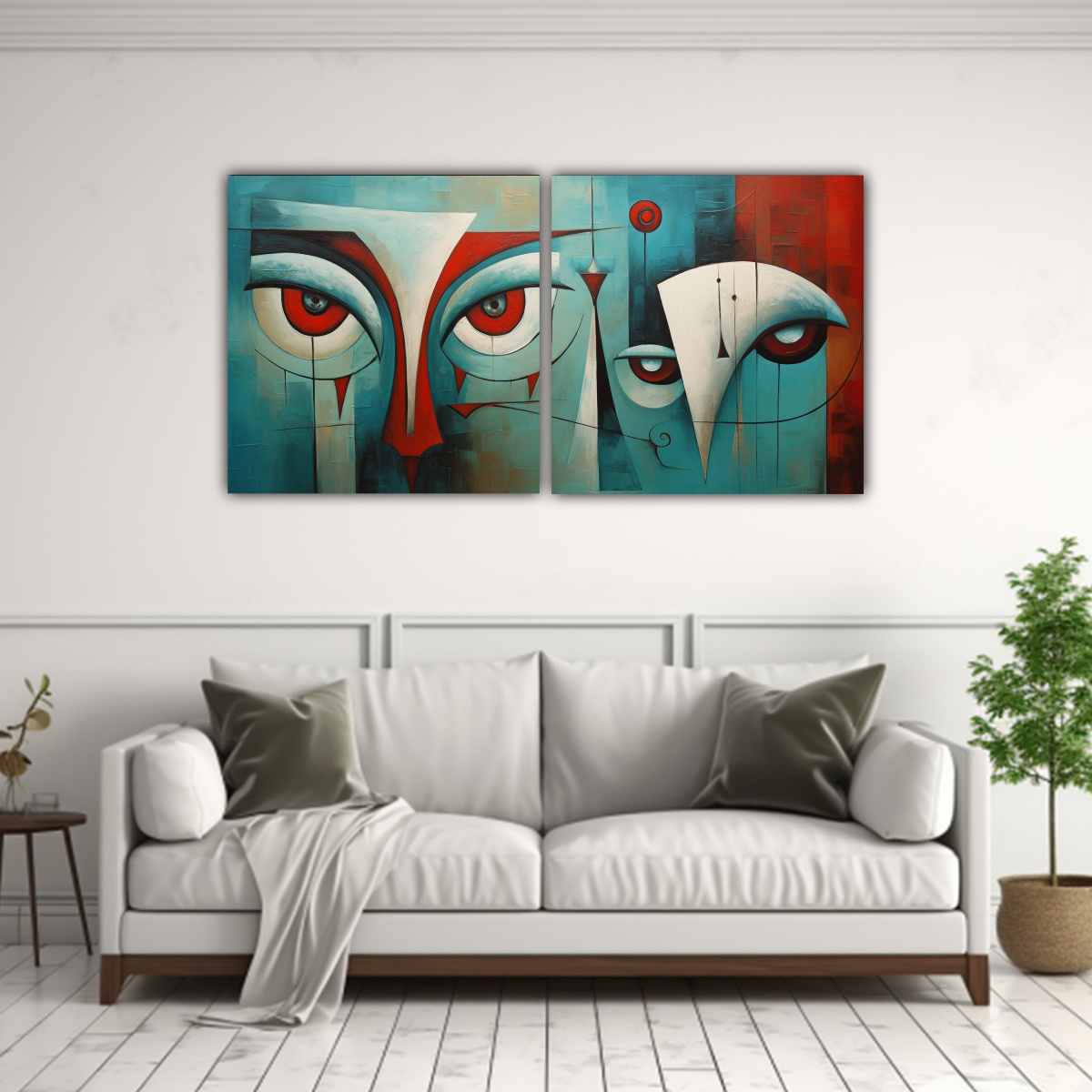 LIENZO ABSTRACTO TURQUESA, ARTE DE ALTA CALIDAD 140X70 CM - 2
