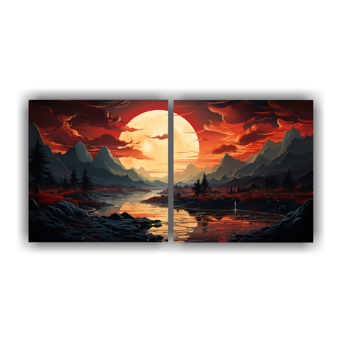 LIENZOS DE TELA SURREAL ABSTRACTO PAISAJES ESTILO 40X20 CM - 1