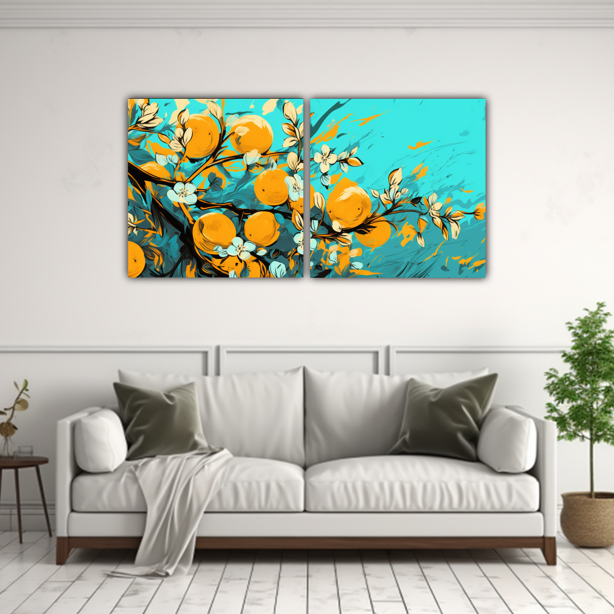 PINTURAS DECORATIVAS CON FORMA DE ÁRBOL NARANJA 160X80 CM - 2