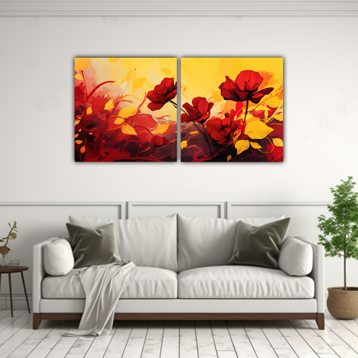 PINTURA EN LIENZO CON LUMINOSIDAD EN AMARILLO Y 80X40 CM - 2