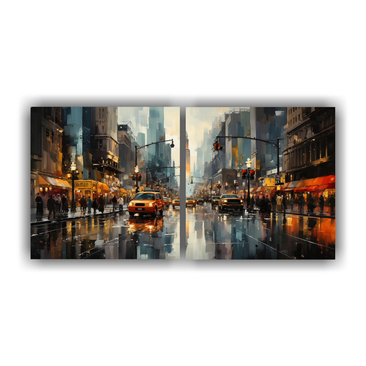 PINTURA CIUDAD CALLE HERMOSA VARIADA EN SET 2 160X80 CM - 1