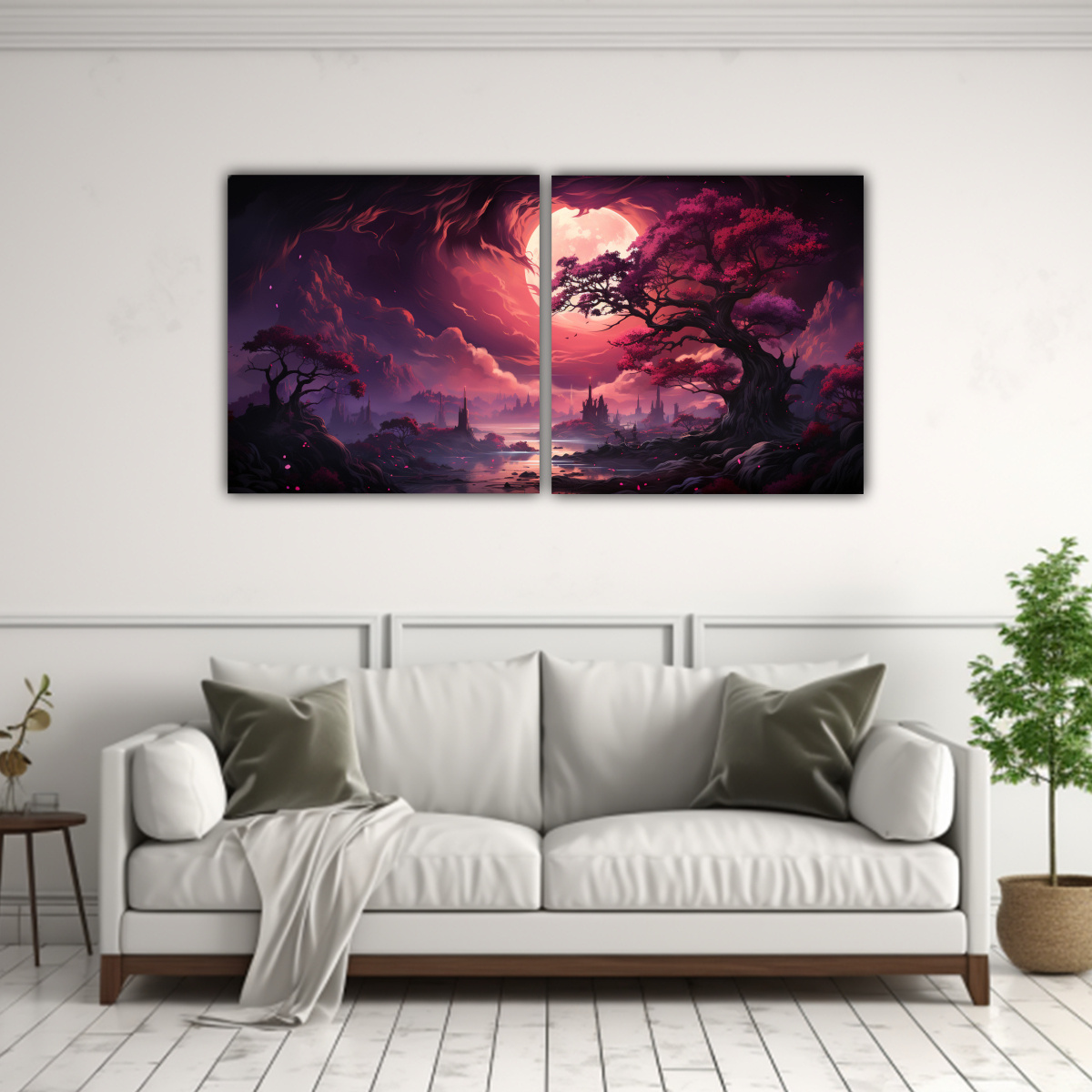 PAISAJE DURADERO EN MORADOS Y ROJOS CON ÁRBOL DE 60X30 CM - 2