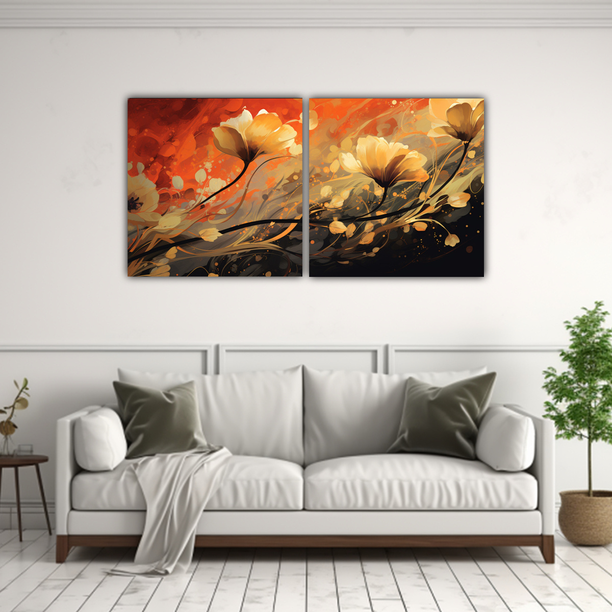 CUADROS MODERNOS RIQUEZA VISUAL EN TONOS NARANJA 120X60 CM - 2