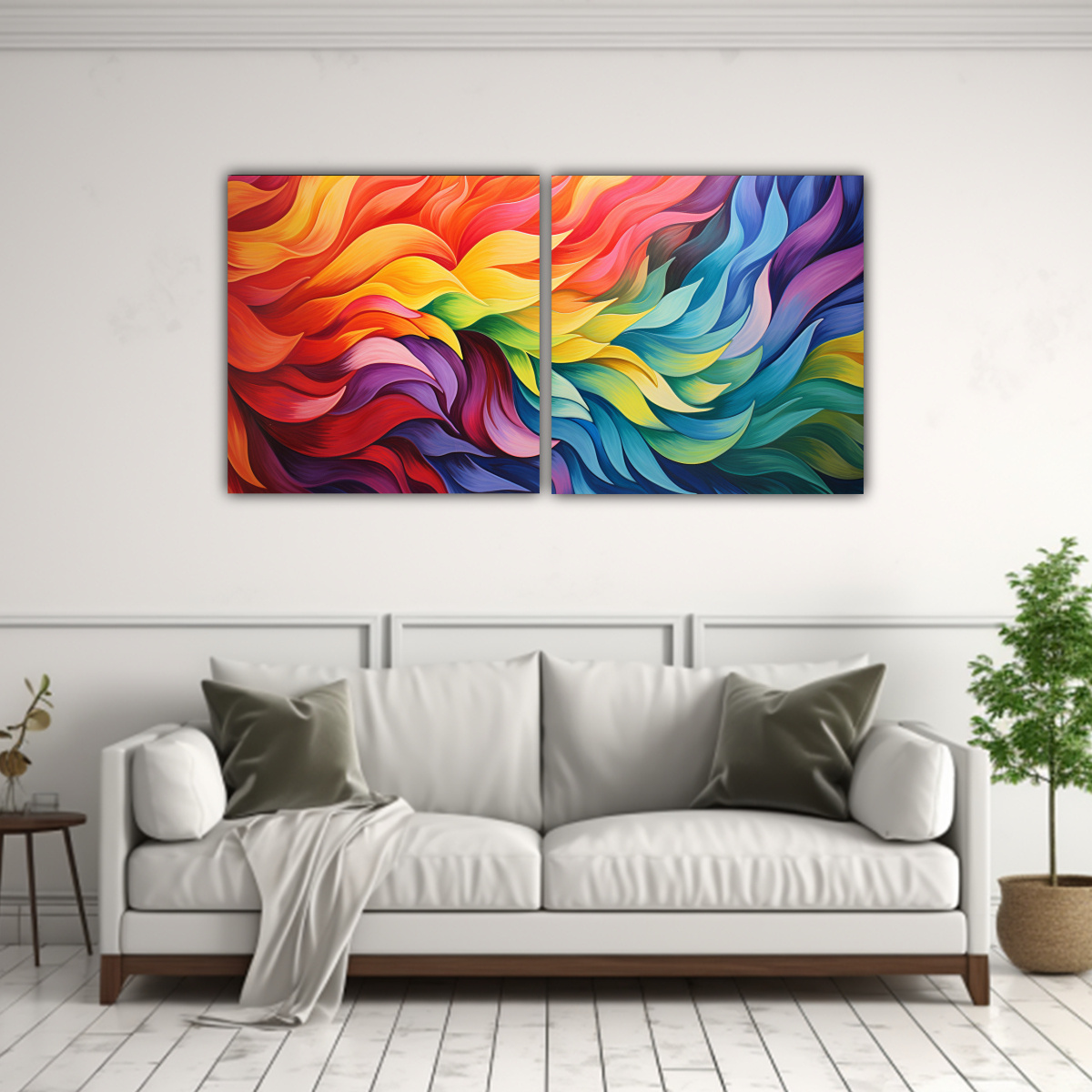 CUADROS ABSTRACTOS DE COLORES PARA DORMITORIO CON 120X60 CM - 2