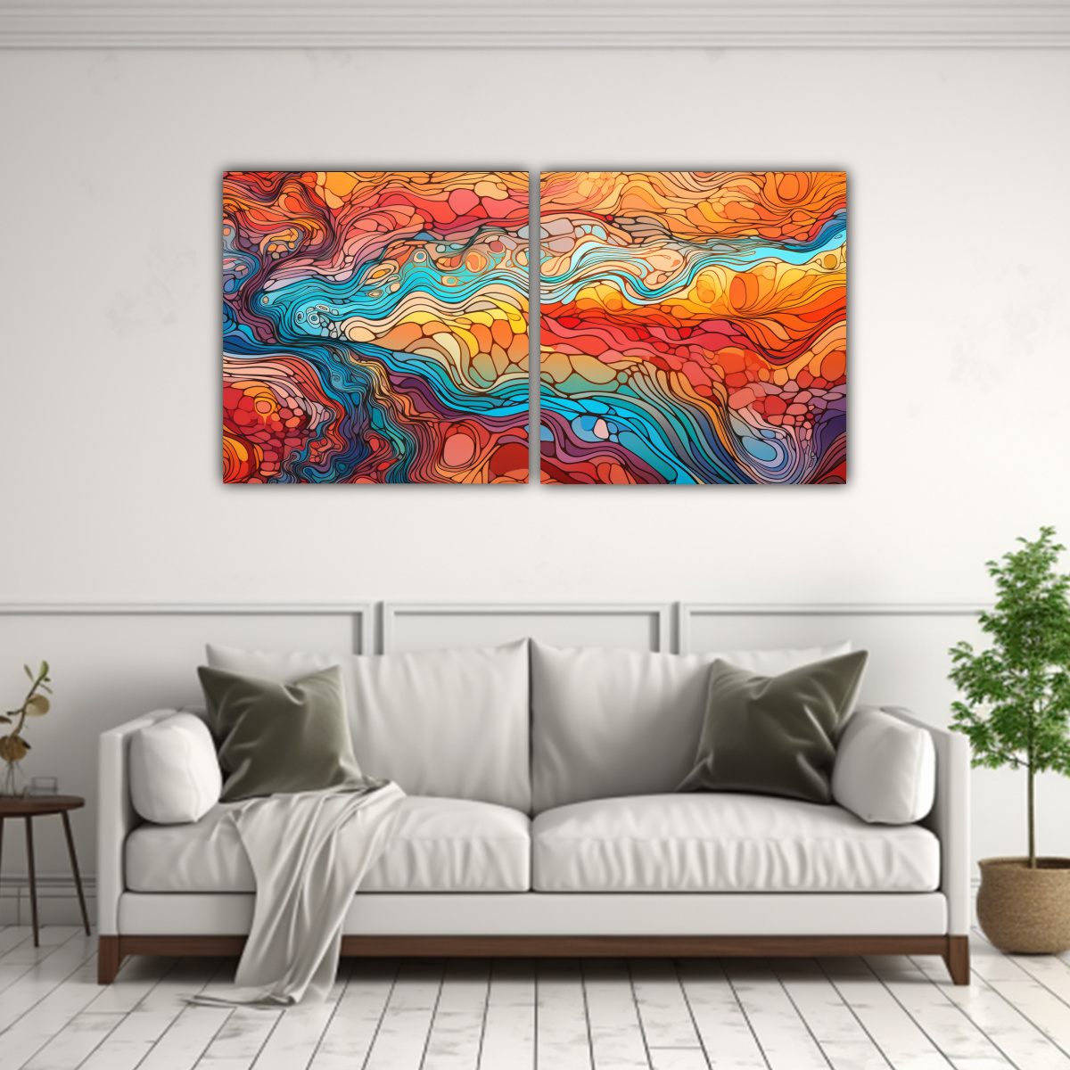 PINTURAS DECORATIVAS ESTILO TOPO CON LÍNEAS 100X50 CM - 2
