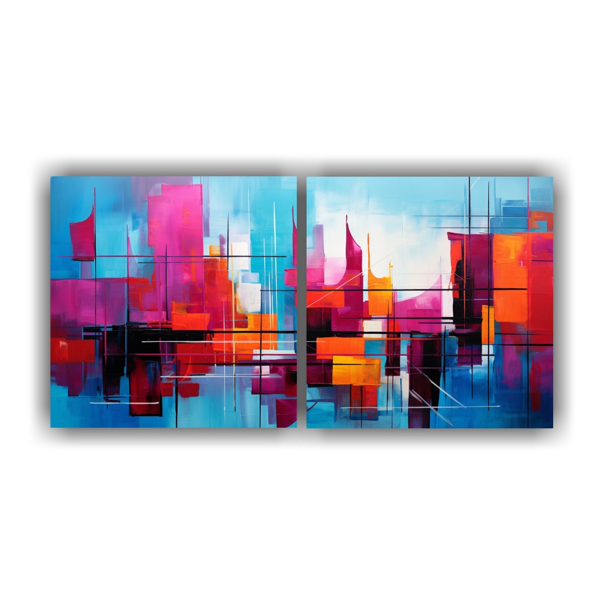 PINTURAS URBANAS DE FUSIÓN ÚNICAS DOS ARTES 120X60 CM - 1