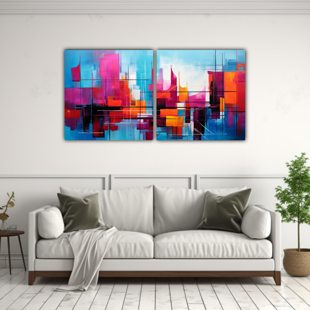 PINTURAS URBANAS DE FUSIÓN ÚNICAS DOS ARTES 120X60 CM - 2