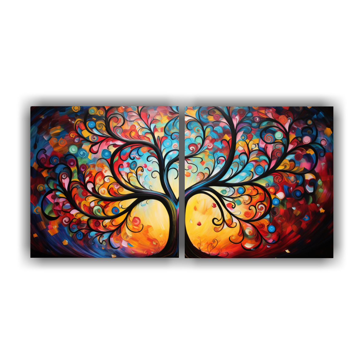 PINTURA DECORATIVA ABSTRACTA: ÁRBOL DE LA VIDA 160X80 CM - 1