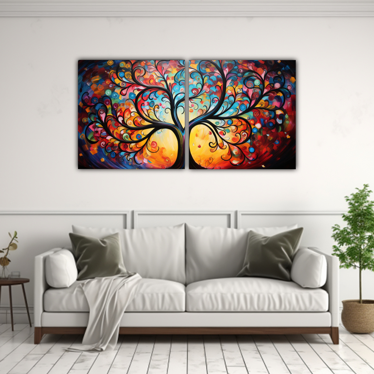 PINTURA DECORATIVA ABSTRACTA: ÁRBOL DE LA VIDA 160X80 CM - 2