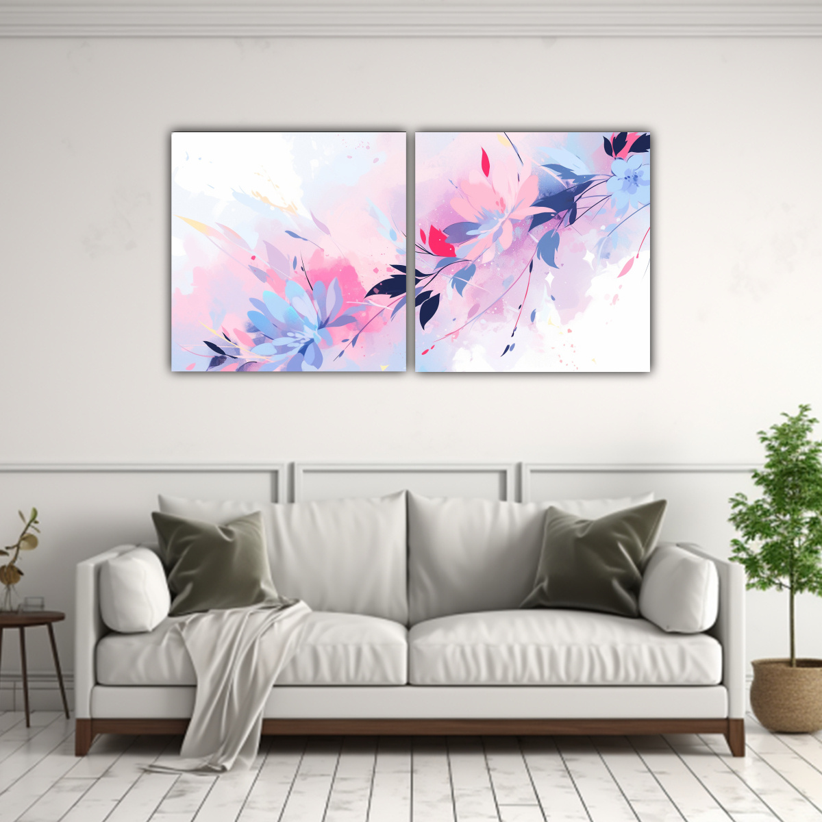 DOS CUADROS EXPRESIÓN VISIÓN COLORES PASTEL 100X50 CM - 2
