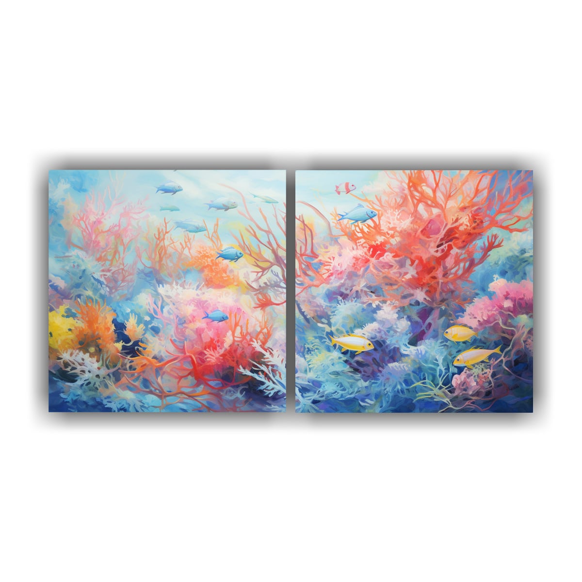 PINTURA DECORATIVA DE CUADRO MULTICOLOR DE CORAL 100X50 CM - 1