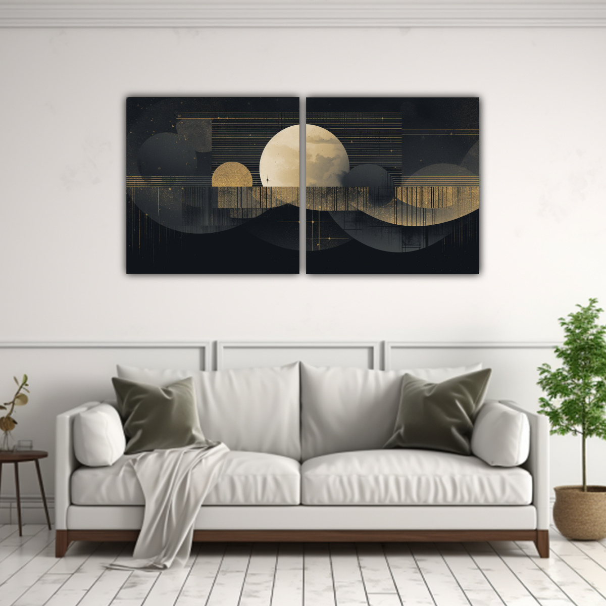 LUNA DORADA ENMARCADA ESTILO MONOCROMÁTICO 120X60 CM - 2