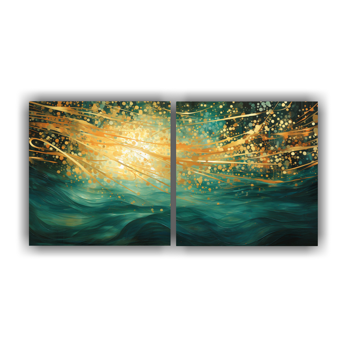CUADROS LUMINOSOS DE PUNTILLISMO LIQUIDO, SET DE 140X70 CM - 1