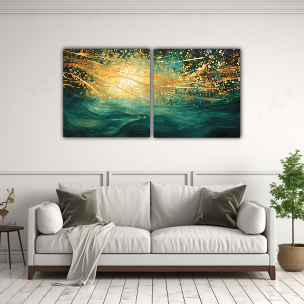 CUADROS LUMINOSOS DE PUNTILLISMO LIQUIDO, SET DE 140X70 CM - 2