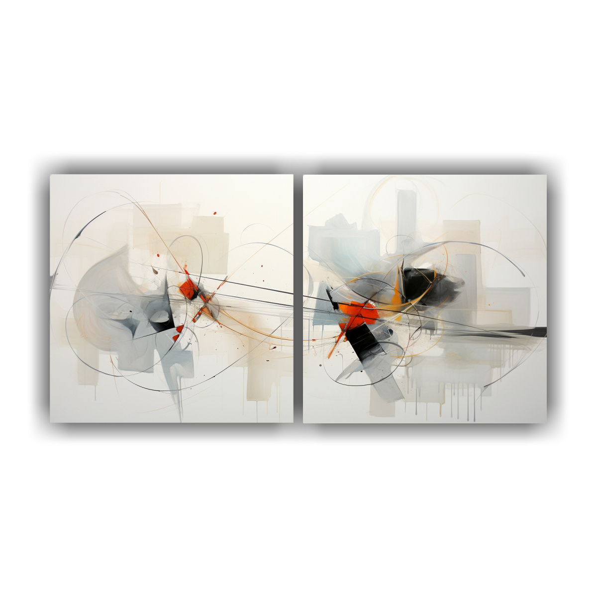 CUADROS ABSTRACTOS BLANCOS PARA DECORACIÓN: SET 40X20 CM - 1