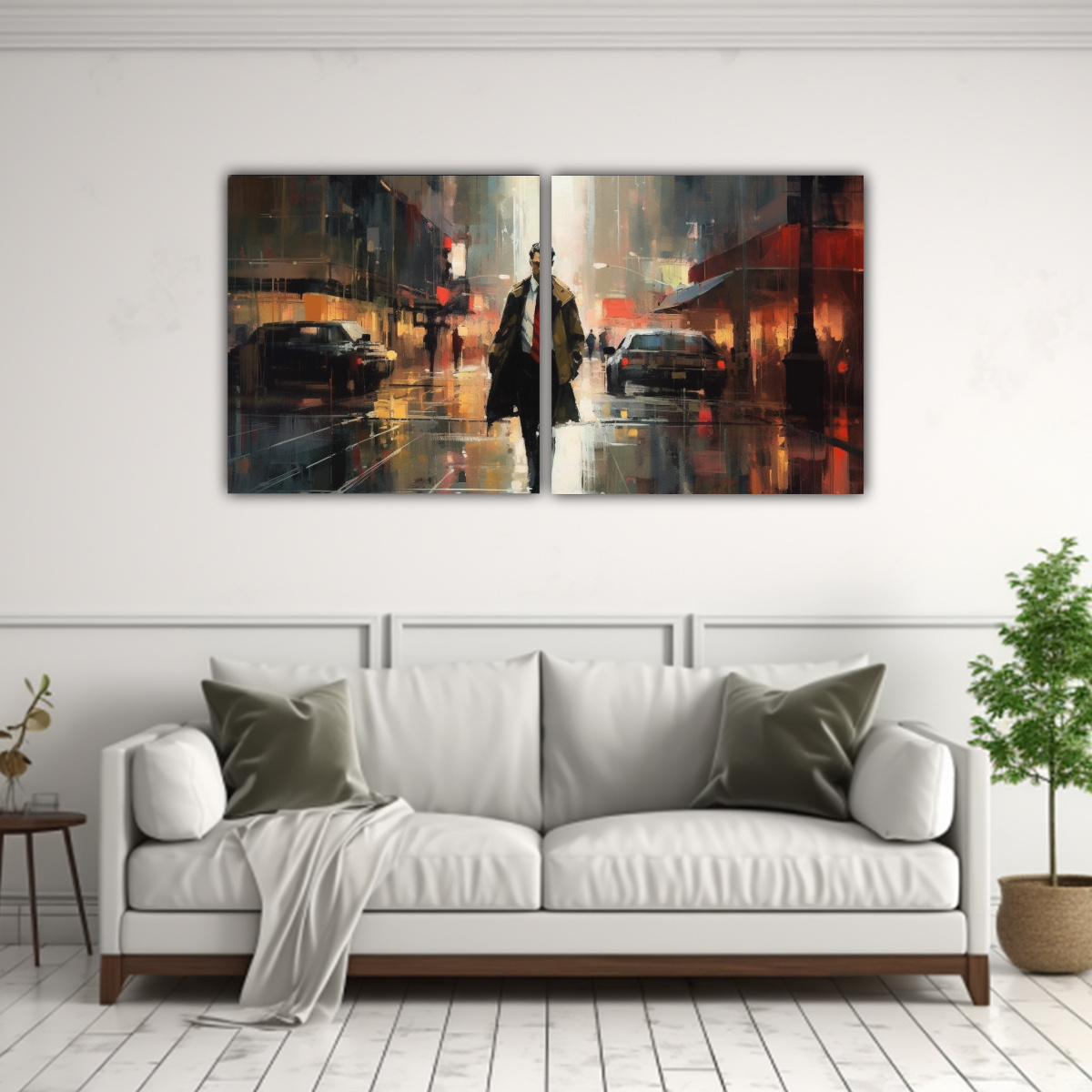 PINTURA DECORATIVA DÍPTICO PERSPECTIVA 60X30 CM - 2