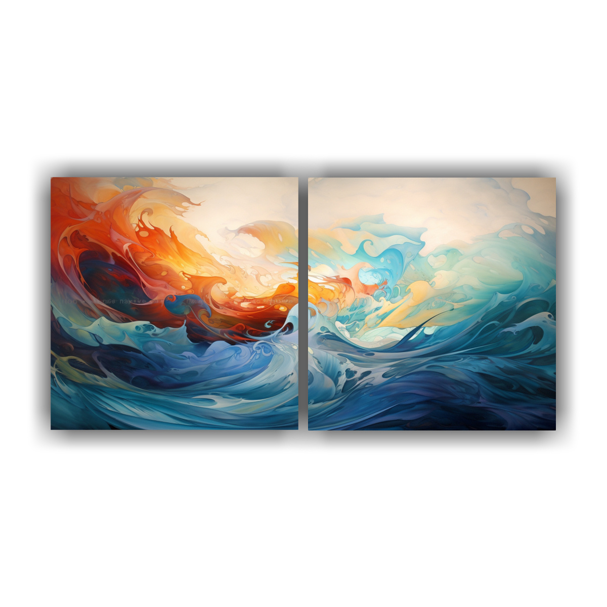 CUADRO ABSTRACTO DEL MAR CON FINAS LÍNEAS EN 40X20 CM - 1