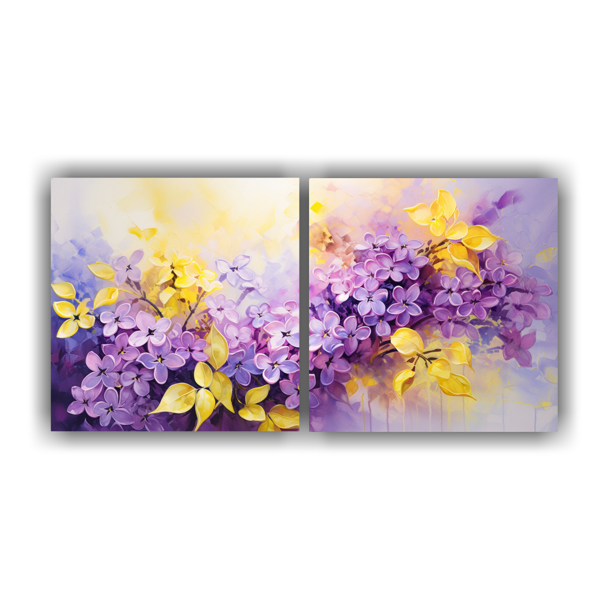 CUADRO EXPRESIÓN PODER LILAS FLORES AMARILLO Y 80X40 CM - 1