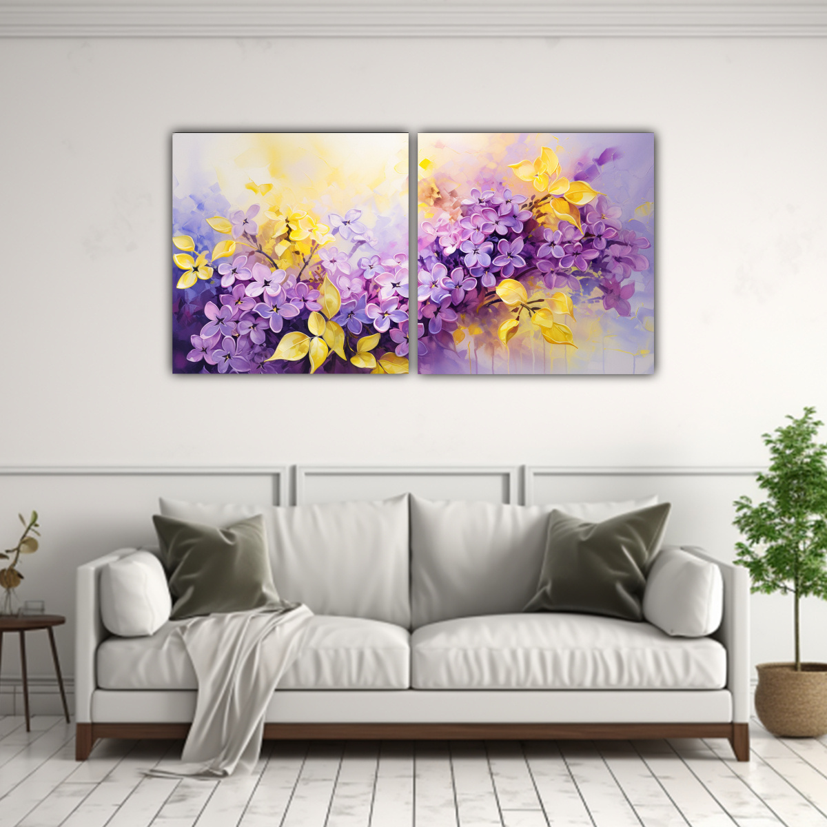 CUADRO EXPRESIÓN PODER LILAS FLORES AMARILLO Y 80X40 CM - 2