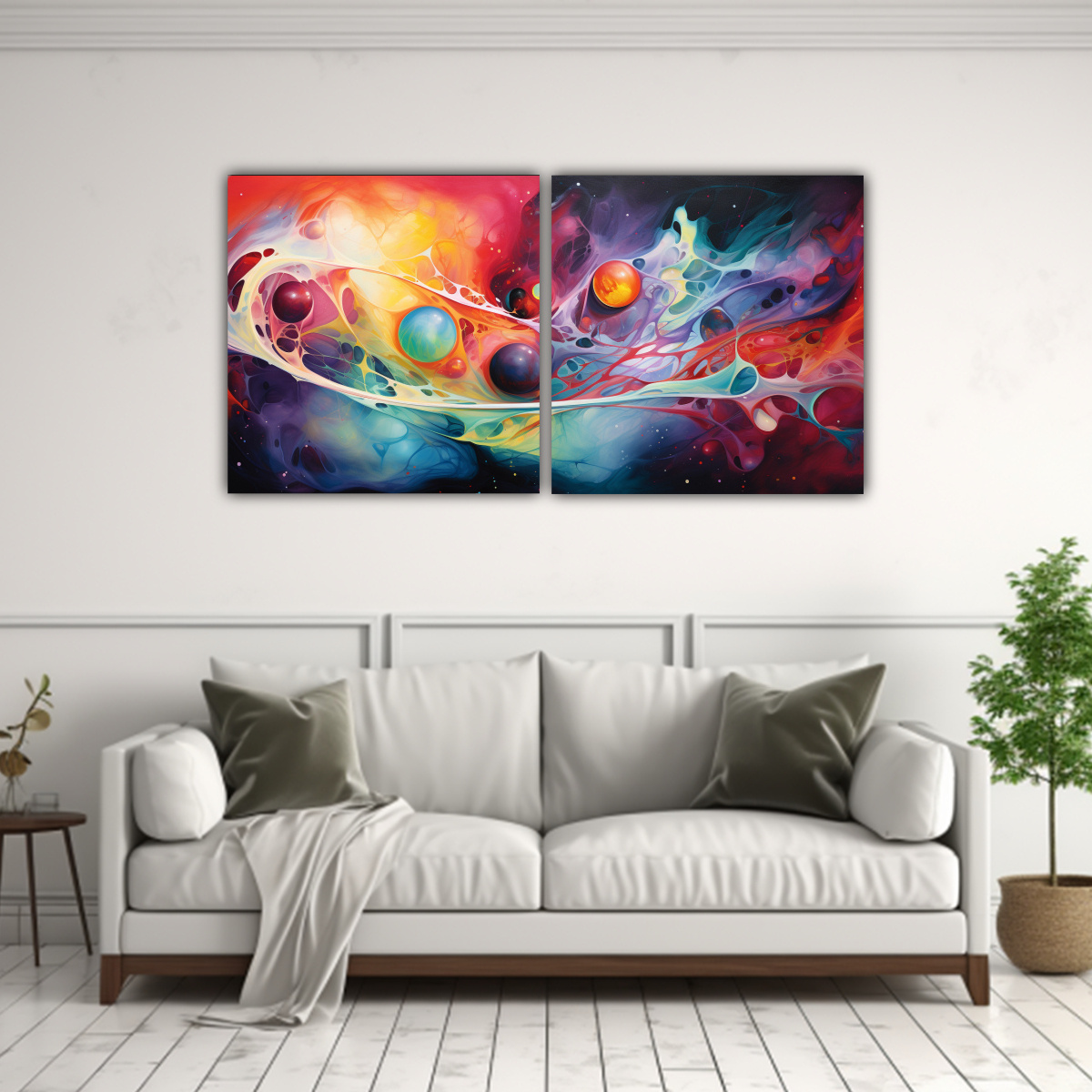 CONJUNTO 2 TELAS EN BASTIDOR FUSIÓN ABSTRACTA DE 100X50 CM - 2