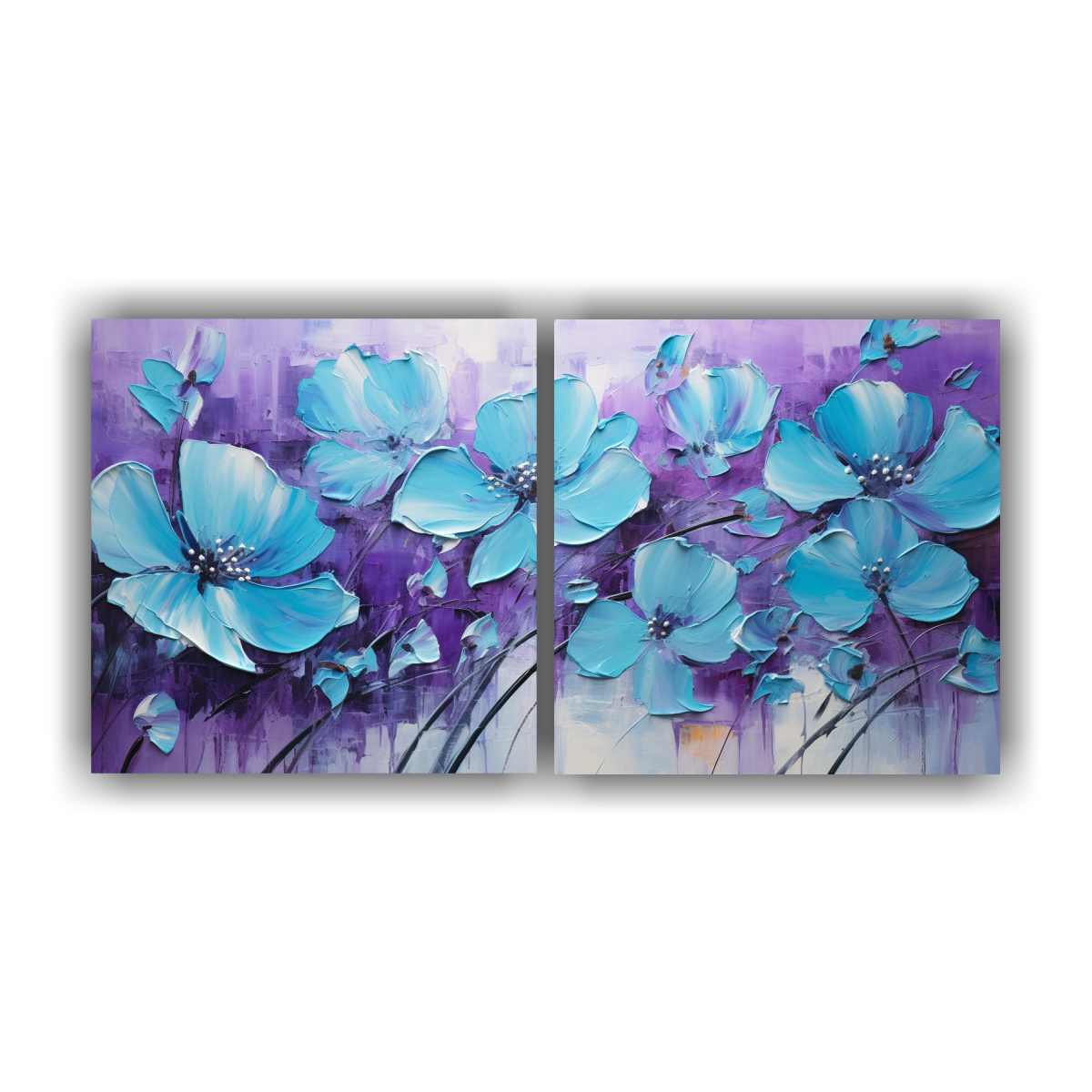 PINTURA CONCEPTUAL DURADERA DE FLORES MORADAS Y 120X60 CM - 1