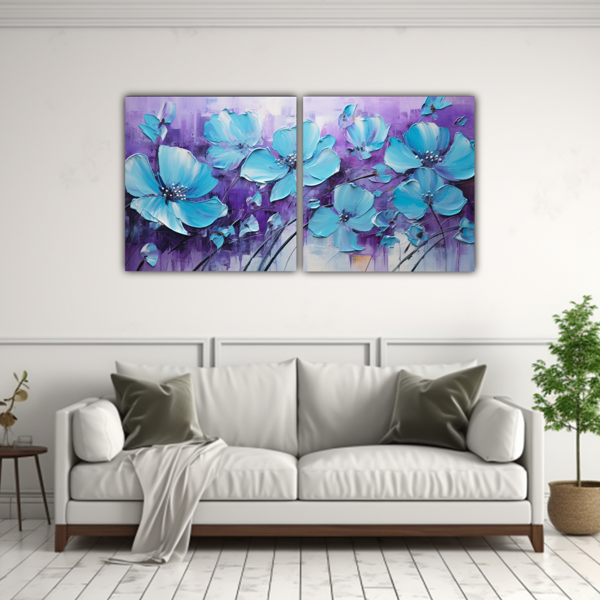 PINTURA CONCEPTUAL DURADERA DE FLORES MORADAS Y 120X60 CM - 2