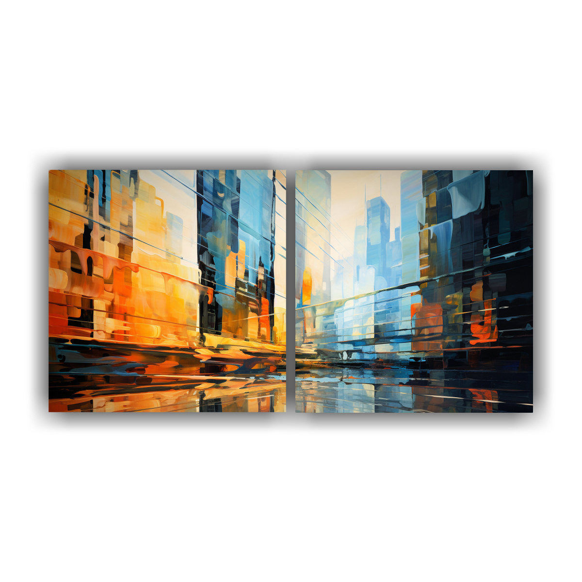 JUEGO 2 LIENZOS MODERNOS IMPRESIONISMO ABSTRACTO 80X40 CM - 1
