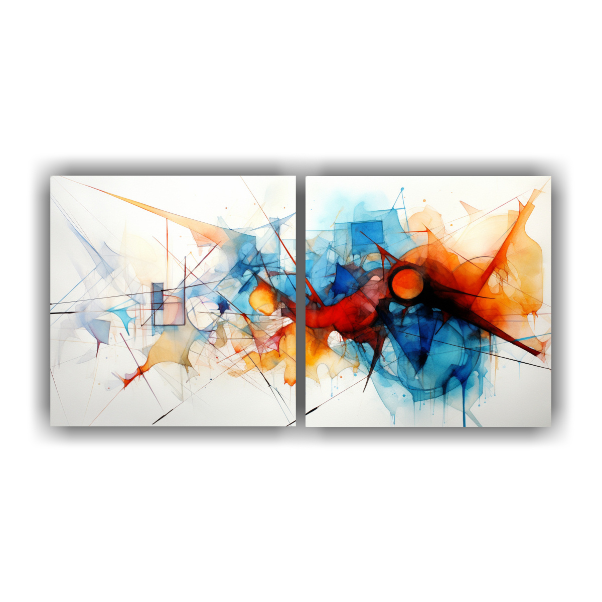 CUADROS ABSTRACTOS CON ACUARELAS DE ALTA CALIDAD 160X80 CM - 1