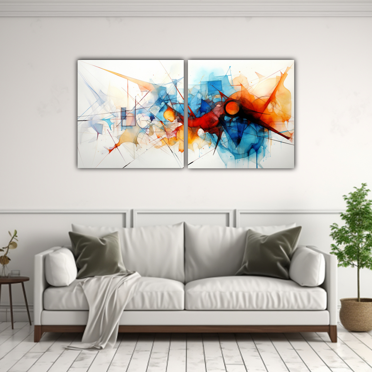 CUADROS ABSTRACTOS CON ACUARELAS DE ALTA CALIDAD 160X80 CM - 2