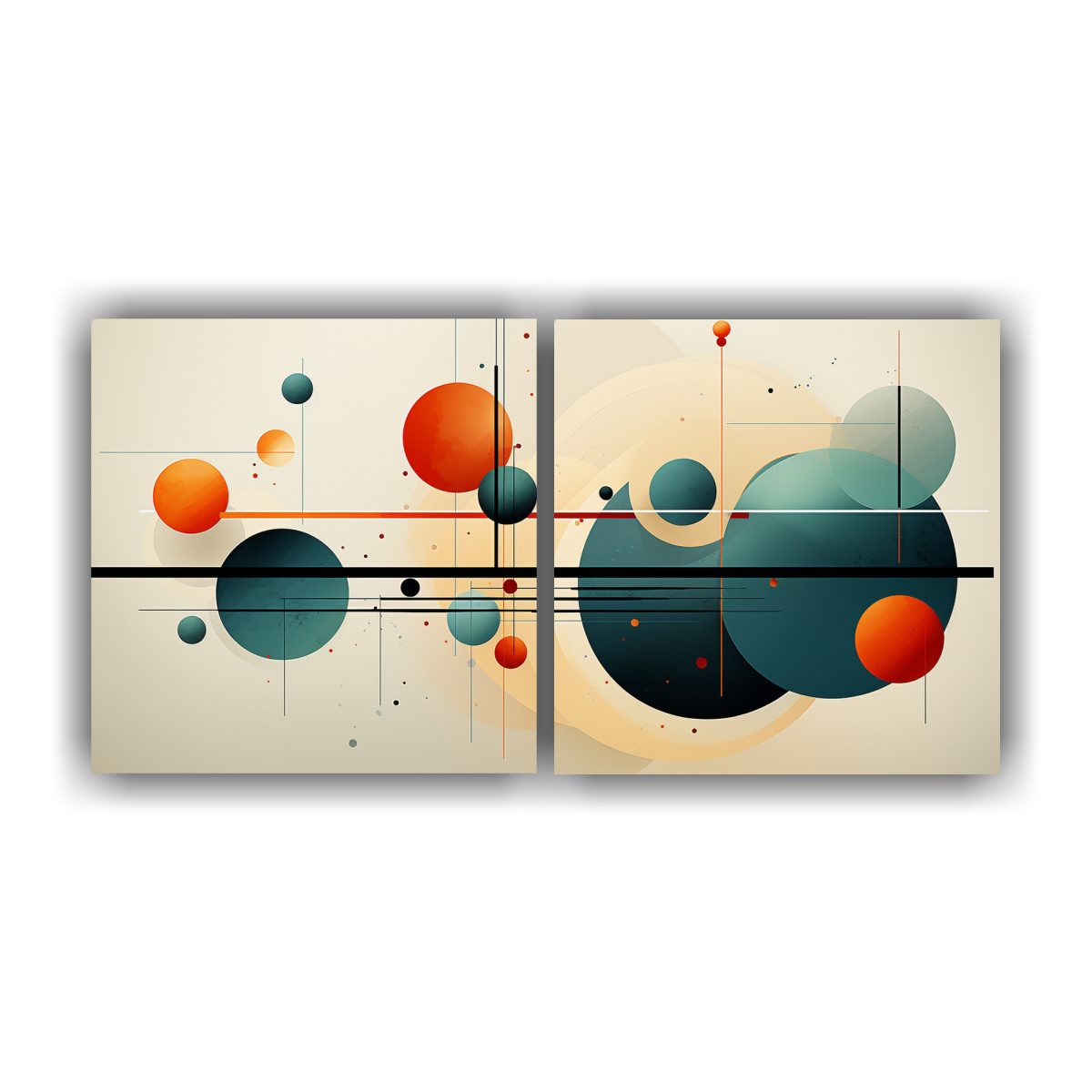 CUADROS ABSTRACTOS DE TELA MINIMALISTA EN TEAL Y 80X40 CM - 1