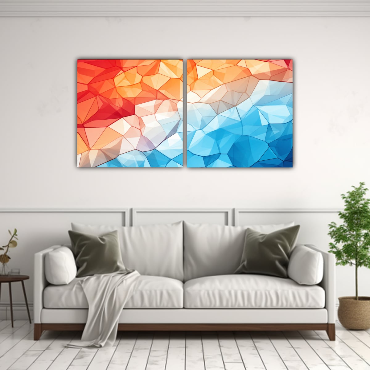 SET 2 LIENZOS ABSTRACTOS CON PALETA DE COLORES 60X30 CM - 2